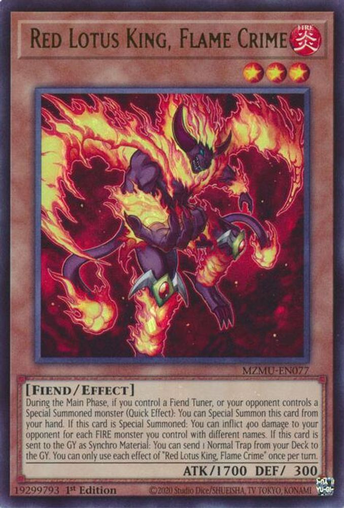 Red Lotus King, Flame Crime (MZMU-EN077) - Ultra Rare