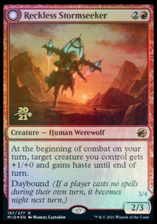 Reckless Stormseeker // Storm-Charged Slasher (PRE-157S) - Innistrad: Midnight Hunt Promos: (Double Faced Transform) Foil