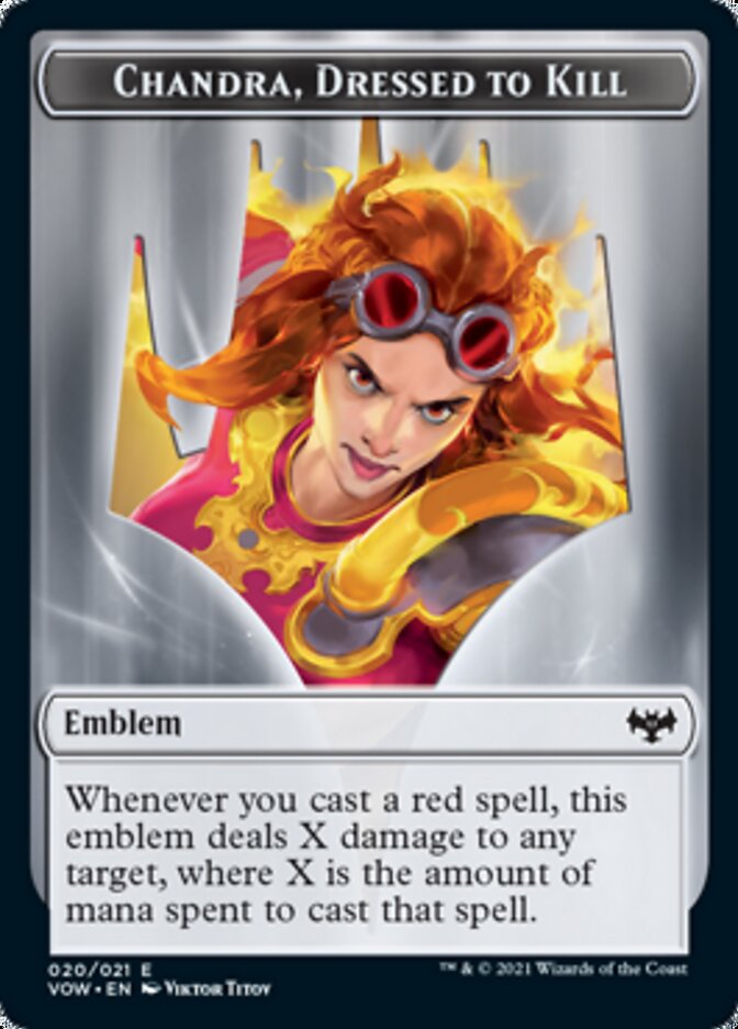 Chandra, habillé pour tuer l'emblème [Innistrad : jetons de vœu cramoisi] 