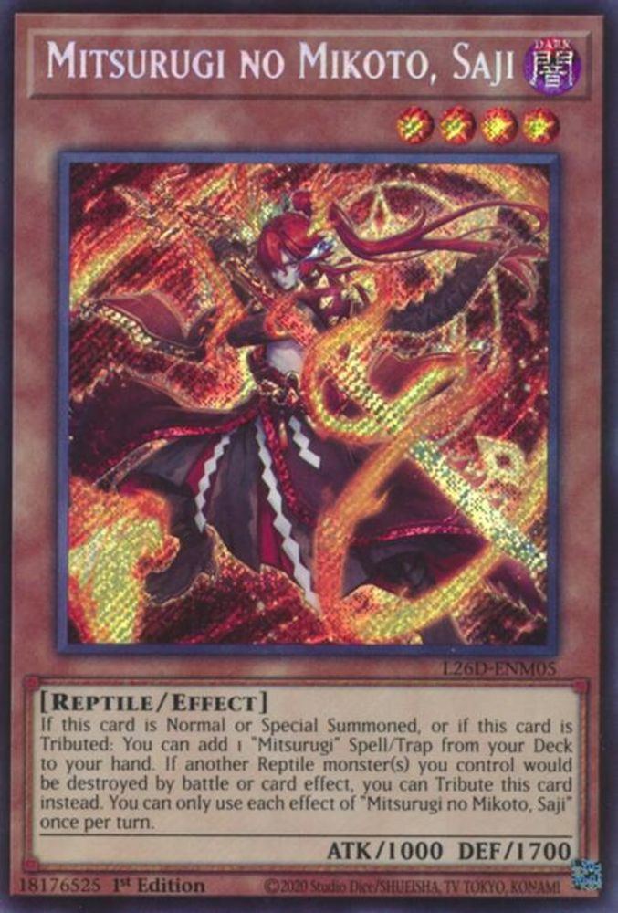 Mitsurugi no Mikoto, Saji (Secret Rare) (L26D-ENM05) - Secret Rare