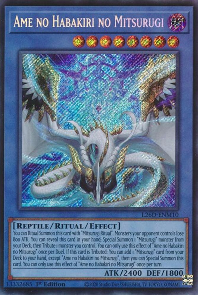 Ame no Habakiri no Mitsurugi (Secret Rare) (L26D-ENM10) - Secret Rare