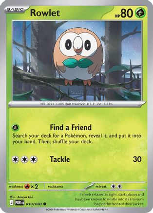 Rowlet 010/088  - Reverse Holofoil - Common