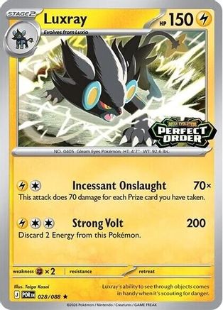Luxray (Perfect Order Stamped) 028  - Holofoil - Rare