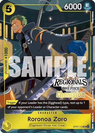 Roronoa Zoro (113) (Regionals Champion Card Set 26-27) (OP07-113) - Promo