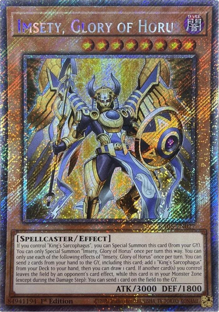 Imsety, Glory of Horus (Platinum Secret Rare) (RA05-EN027) - Platinum Secret Rare