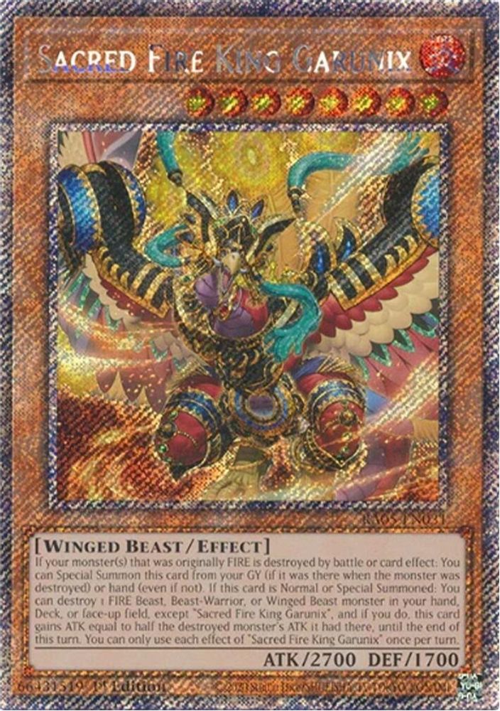 Sacred Fire King Garunix (Platinum Secret Rare) (RA05-EN031) - Platinum Secret Rare