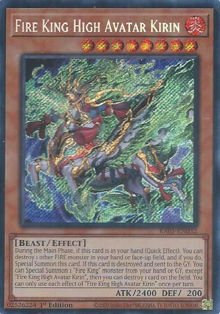 Fire King High Avatar Kirin (Secret Rare) (RA05-EN032) - Secret Rare