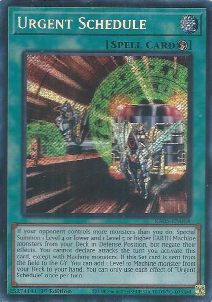 Urgent Schedule (Secret Rare) (RA05-EN064) - Secret Rare