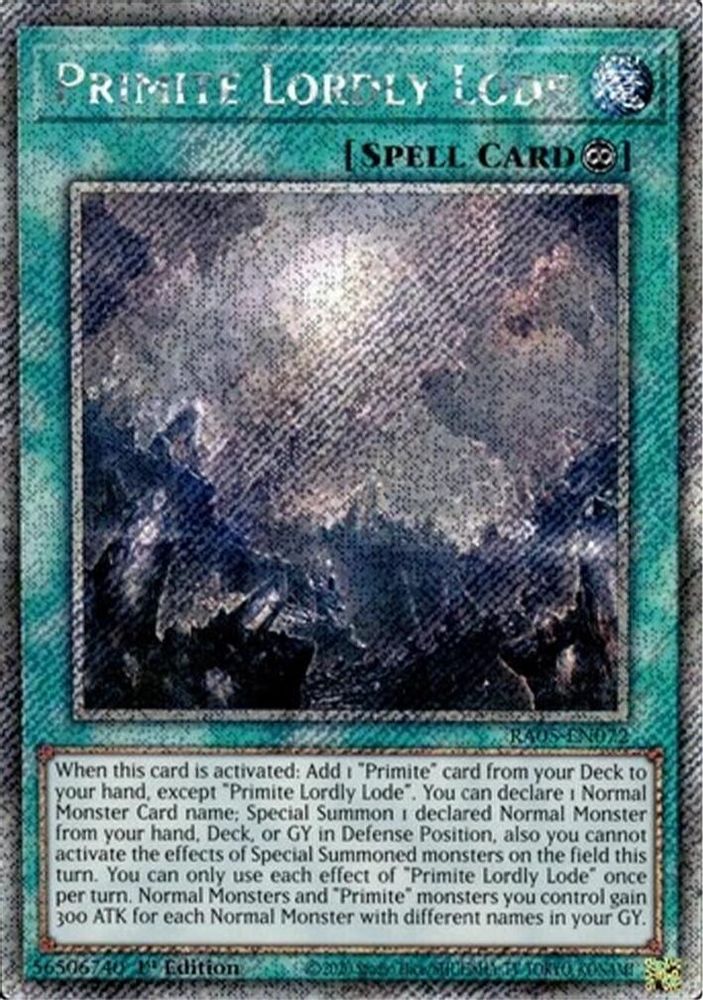 Primite Lordly Lode (Platinum Secret Rare) (RA05-EN072) - Platinum Secret Rare