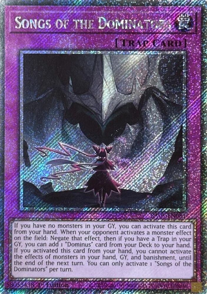 Songs of the Dominators (Platinum Secret Rare) (RA05-EN081) - Platinum Secret Rare
