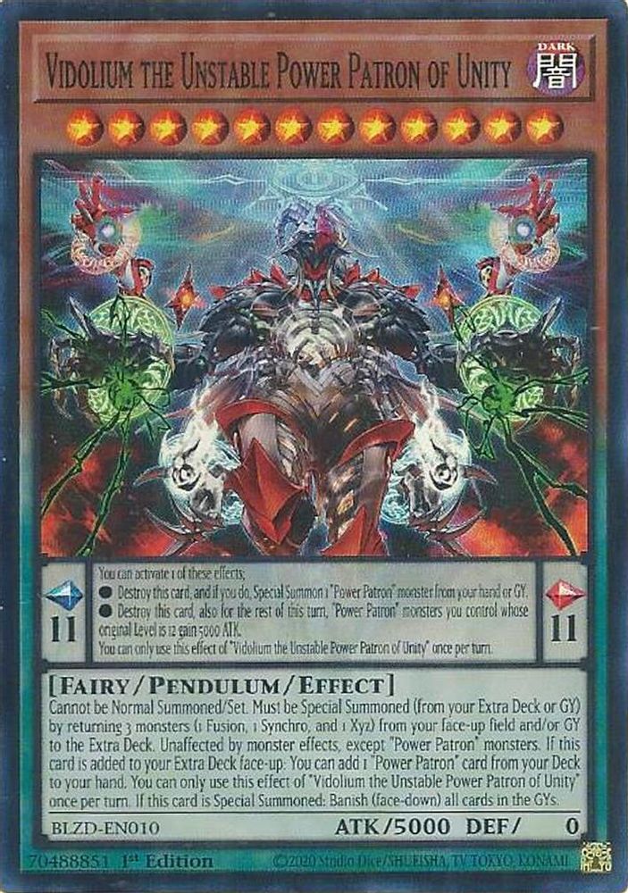 Vidolium the Unstable Power Patron of Unity (BLZD-EN010) - Super Rare