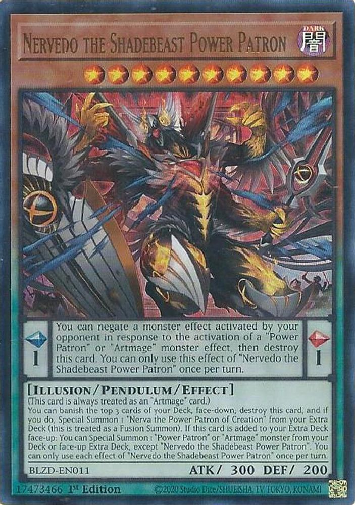 Nervedo the Shadebeast Power Patron (BLZD-EN011) - Ultra Rare
