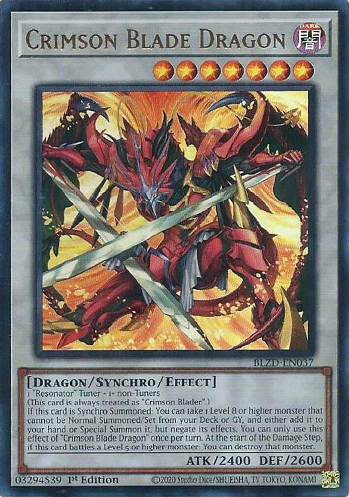 Crimson Blade Dragon (BLZD-EN037) - Ultra Rare