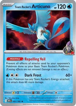 Team Rocket's Articuno (Non-Holo) 051/182  - Rare