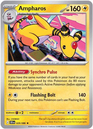 Ampharos 029/086  - Reverse Holofoil - Rare