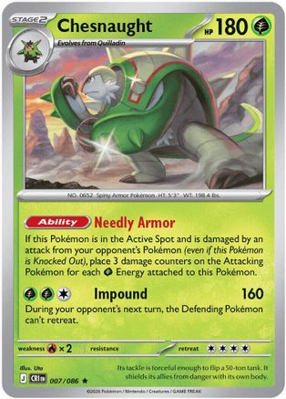 Chesnaught 007  - Reverse Holofoil - Rare