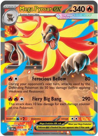Mega Pyroar ex 015/086  - Holofoil - Double Rare