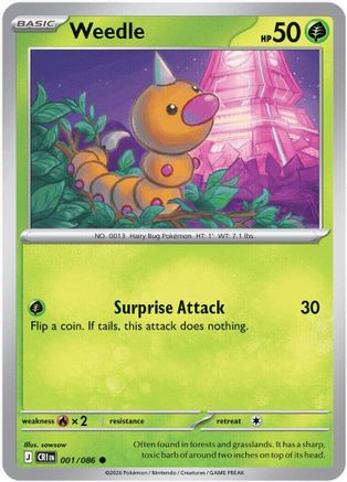 Weedle 001  - Reverse Holofoil - Common