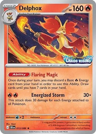 Delphox (Chaos Rising Stamped) 013/086  - Holofoil - Rare