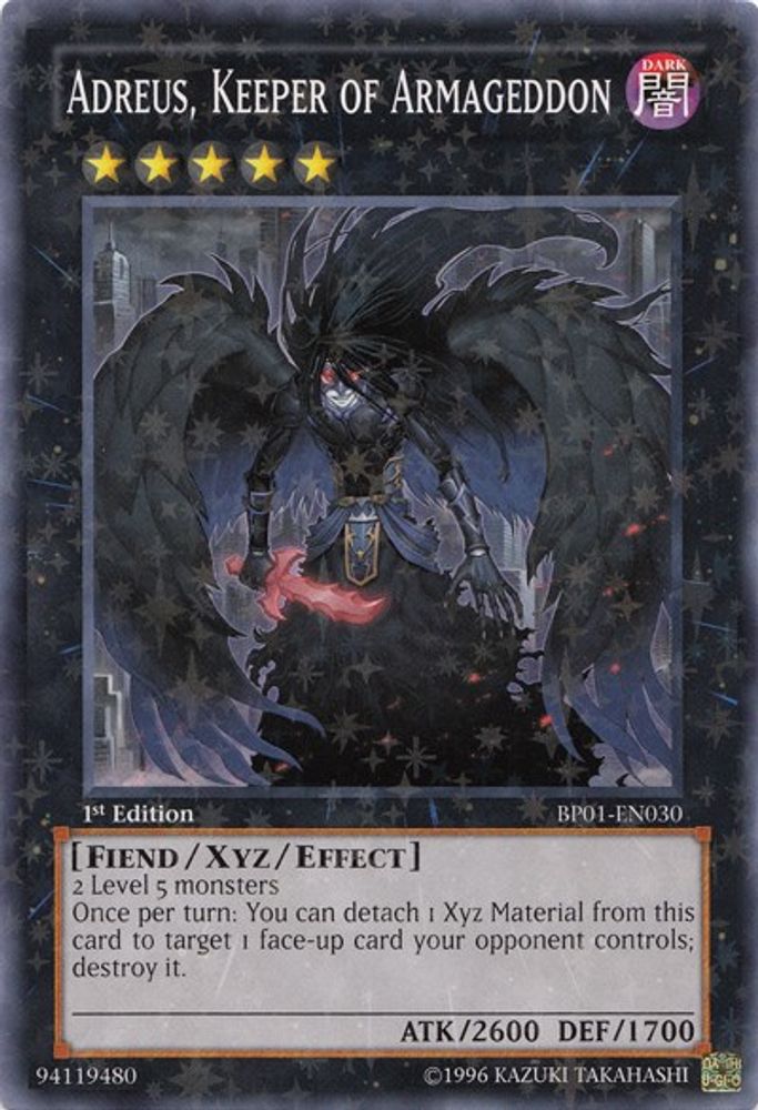Adreus, Keeper of Armageddon (Starfoil) (BP01-EN030) - Starfoil Rare