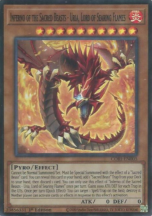 Inferno of the Sacred Beasts - Uria, Lord of Searing Flames (CORI-EN005) - Super Rare