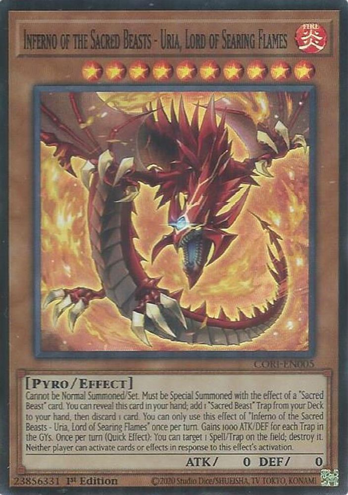 Inferno of the Sacred Beasts - Uria, Lord of Searing Flames (CORI-EN005) - Super Rare