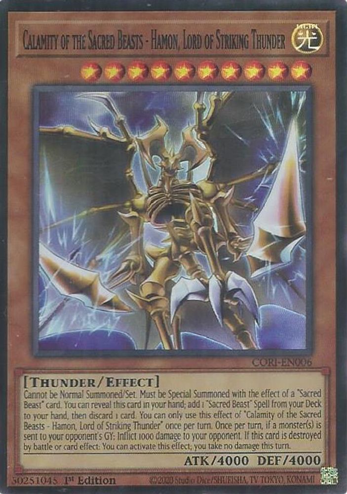 Calamity of the Sacred Beasts - Hamon, Lord of Striking Thunder (CORI-EN006) - Super Rare