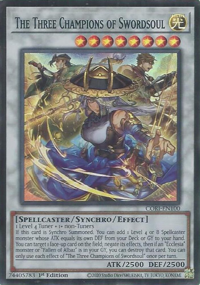 The Three Champions of Swordsoul (CORI-EN100) - Super Rare