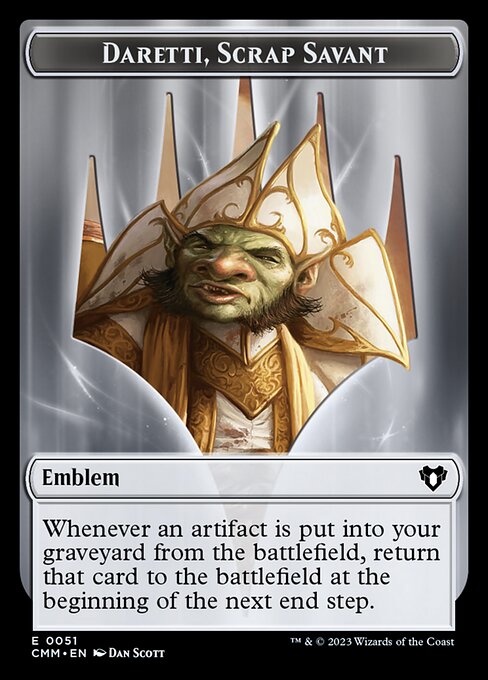 Eldrazi // Emblème - Daretti, Jeton double face Scrap Savant [Jetons Commander Masters] 