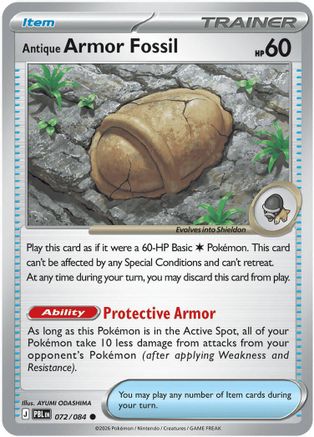 Antique Armor Fossil 072  - Reverse Holofoil - Common