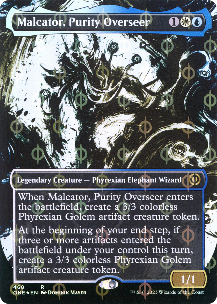 Malcator, surveillant de la pureté (feuille Ichor Step-and-Compleat sans bordure) [Phyrexia : Tous seront un] 