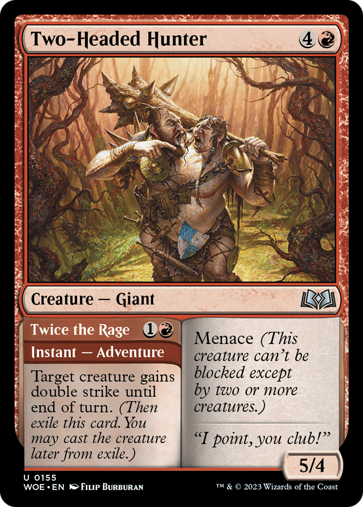 Two-Headed Hunter // Twice the Rage (WOE-155) - Wilds of Eldraine
