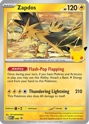 Zapdos (30th Celebration) 098  - Holofoil - Promo