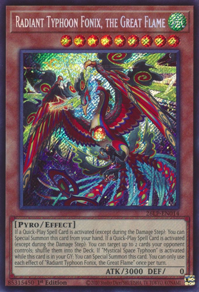 Radiant Typhoon Fonix, the Great Flame (Secret Rare) (26LP-EN014) - Secret Rare