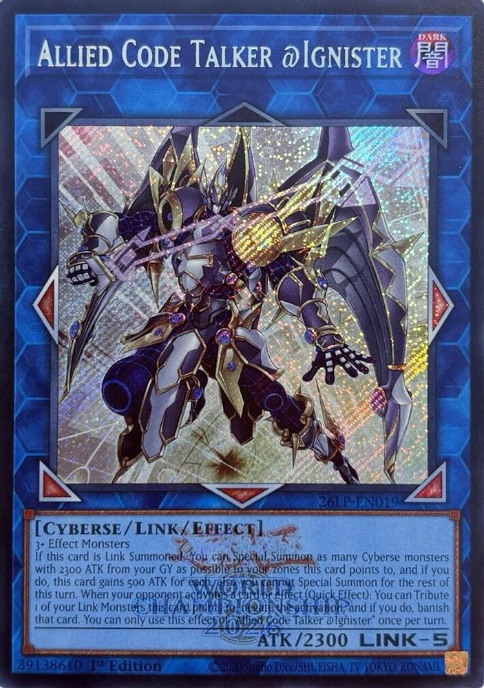 Allied Code Talker @Ignister (Emblazoned Secret Rare) (26LP-EN019) - Secret Rare