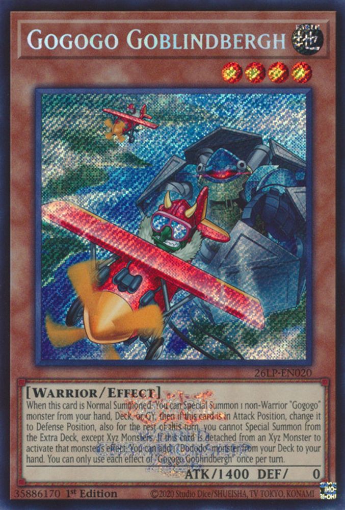 Gogogo Goblindbergh (Emblazoned Secret Rare) (26LP-EN020) - Secret Rare