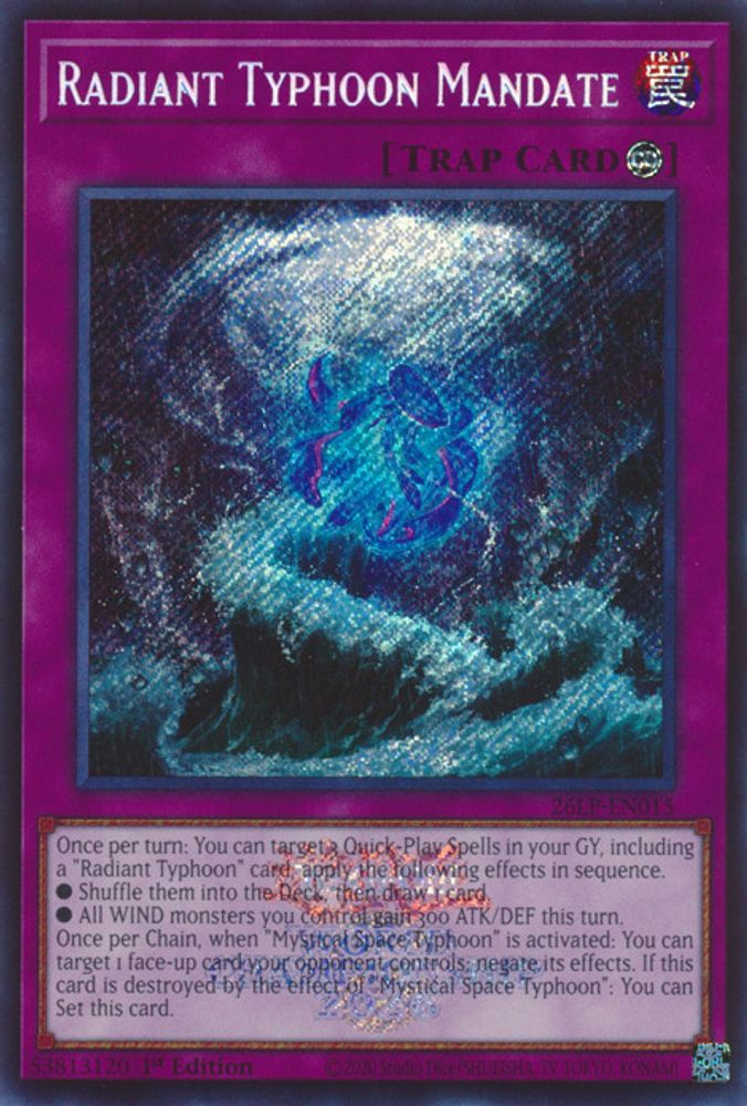 Radiant Typhoon Mandate (Emblazoned Secret Rare) (26LP-EN015) - Secret Rare