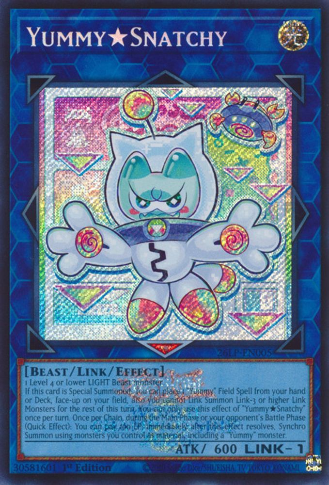YummySnatchy (Emblazoned Secret Rare) (26LP-EN005) - Secret Rare