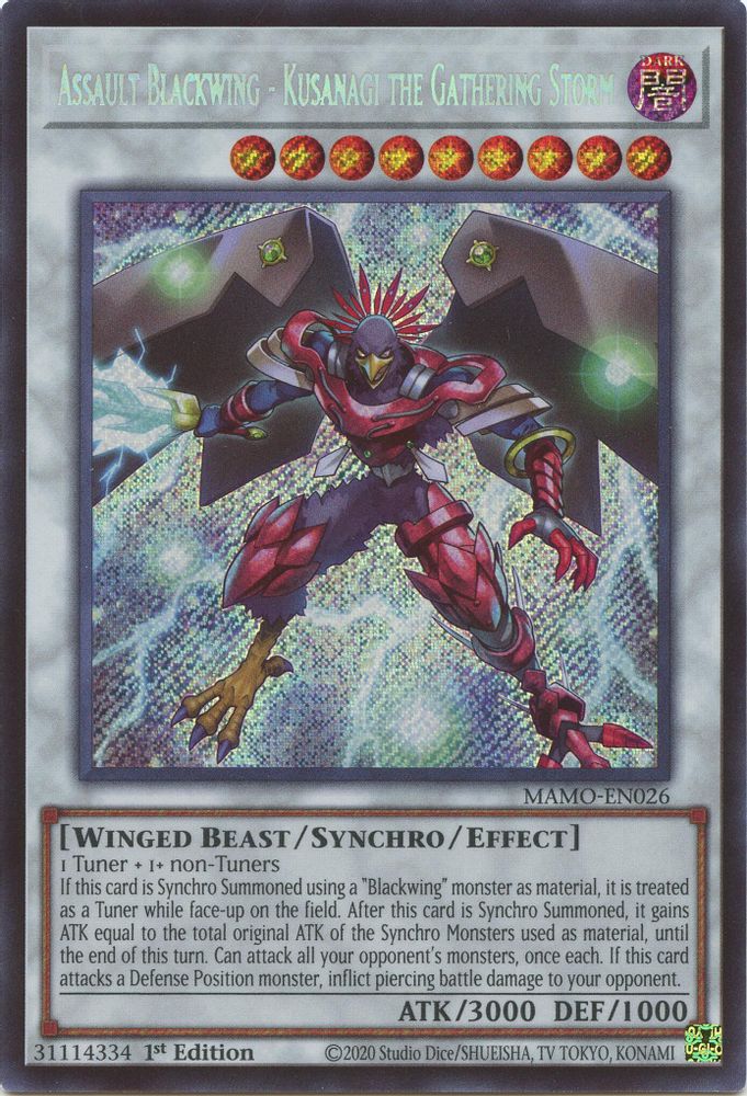 Assault Blackwing - Kusanagi the Gathering Storm (Secret Rare) (MAMO-EN026) - Secret Rare