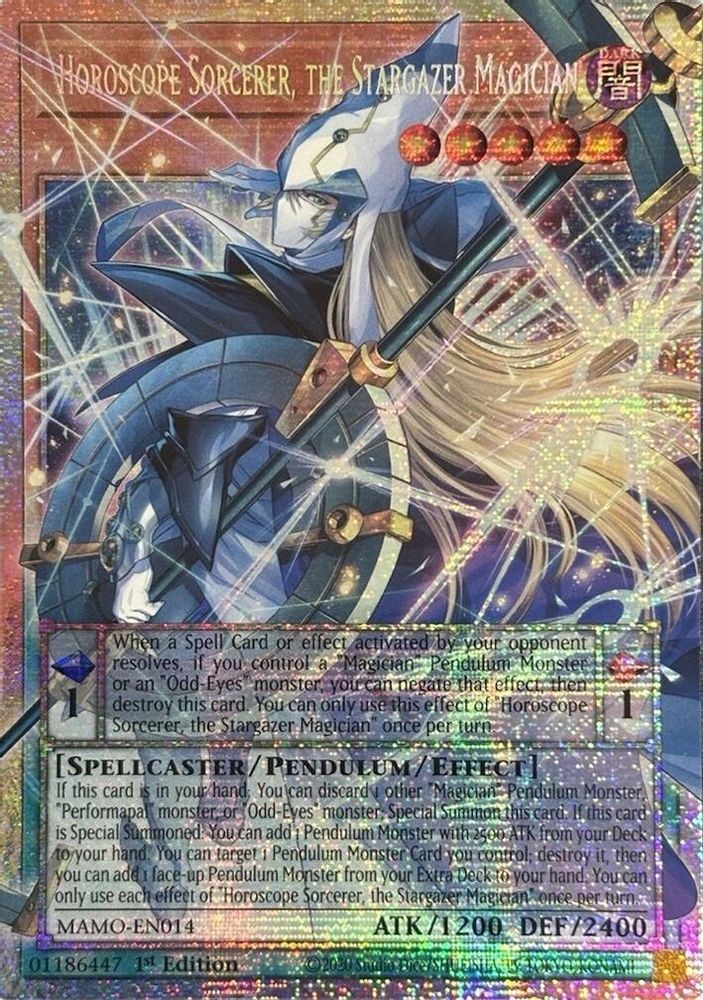 Horoscope Sorcerer, the Stargazer Magician (Starlight Rare) (Extended Art) (MAMO-EN014) - Starlight Rare