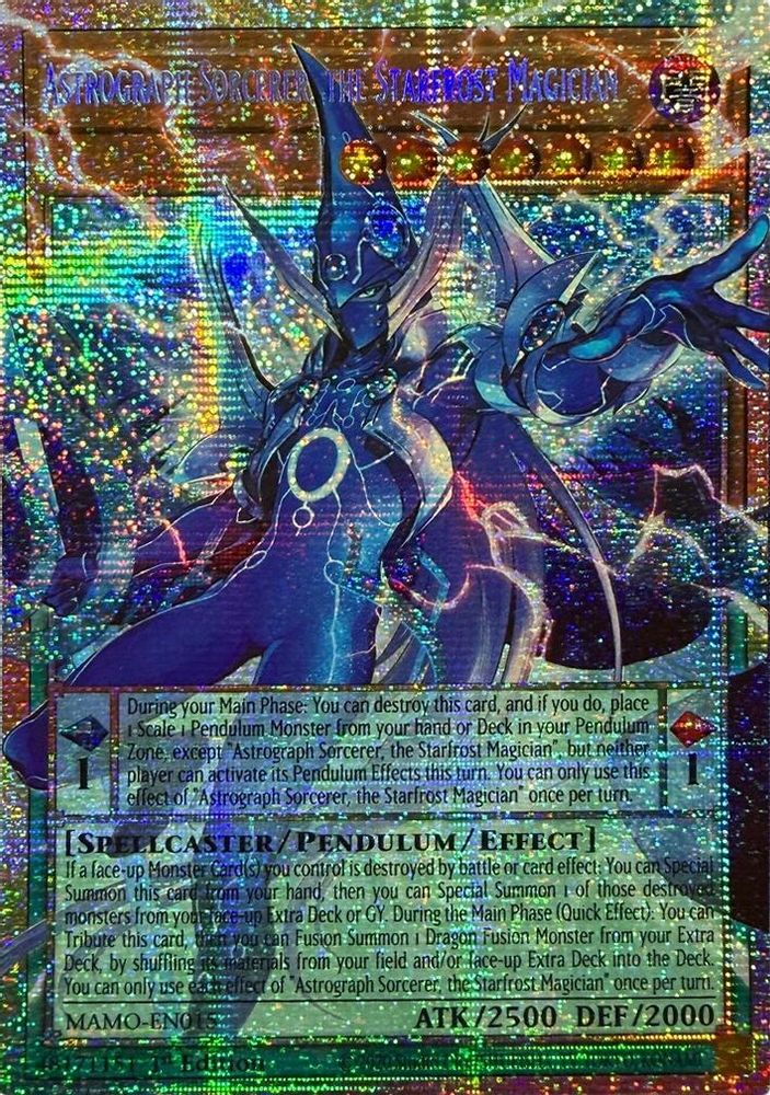 Astrograph Sorcerer, the Starfrost Magician (Starlight Rare) (Extended Art) (MAMO-EN015) - Starlight Rare