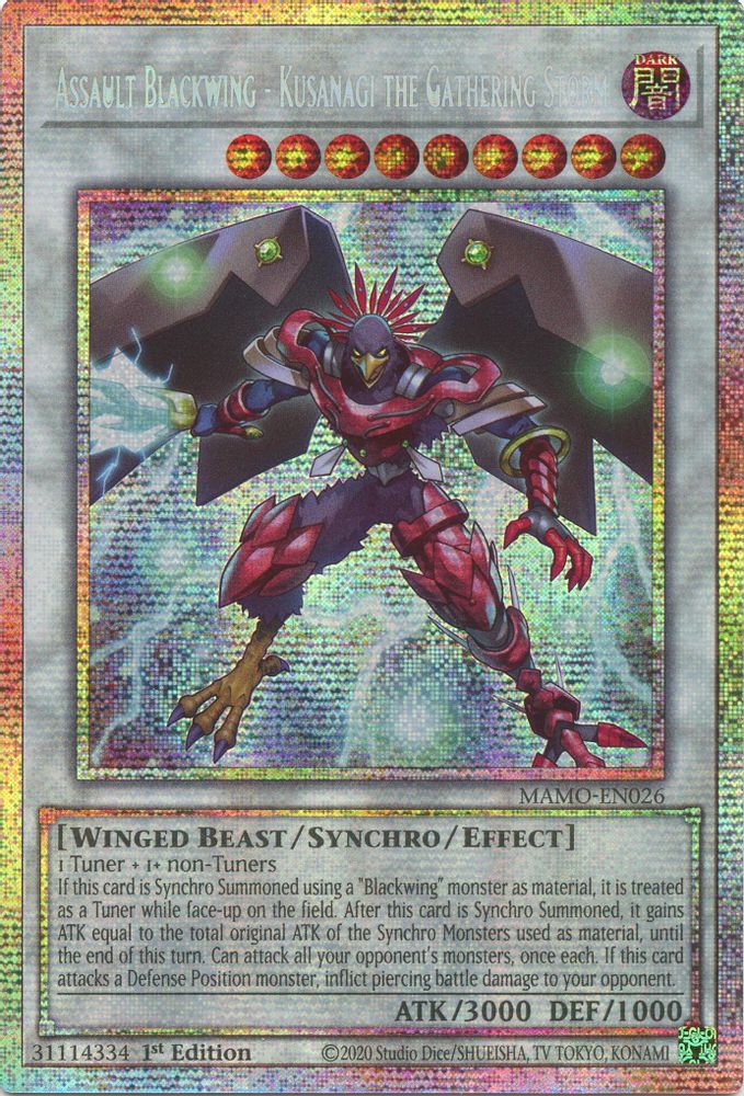 Assault Blackwing - Kusanagi the Gathering Storm (Starlight Rare) (MAMO-EN026) - Starlight Rare