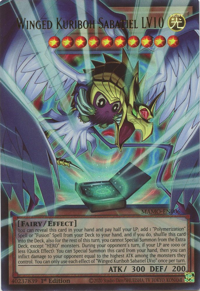 Winged Kuriboh Sabatiel LV10 (Extended Art) (MAMO-EN006) - Ultra Rare