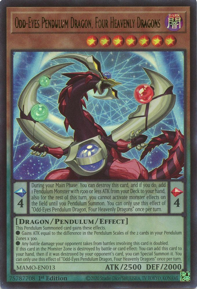 Odd-Eyes Pendulum Dragon, Four Heavenly Dragons (MAMO-EN013) - Ultra Rare