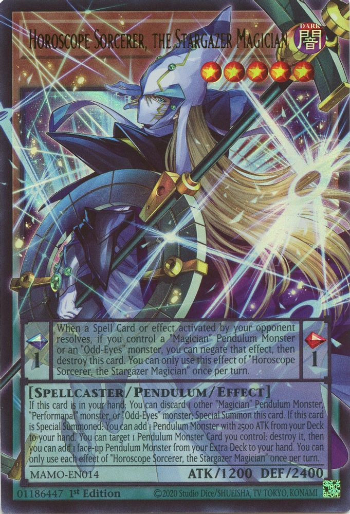 Horoscope Sorcerer, the Stargazer Magician (Extended Art) (MAMO-EN014) - Ultra Rare