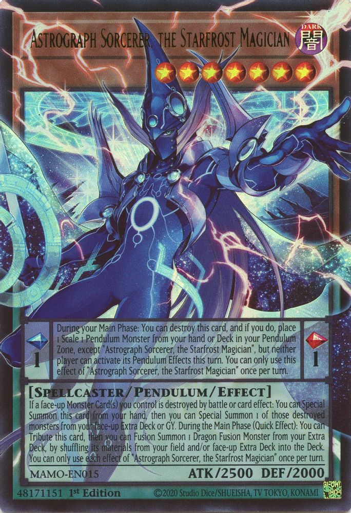 Astrograph Sorcerer, the Starfrost Magician (Extended Art) (MAMO-EN015) - Ultra Rare