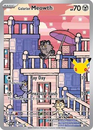 Galarian Meowth 141/128  - Holofoil - Illustration Rare