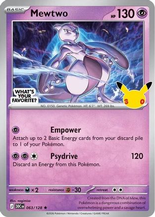 Mewtwo (What's Your Favorite Stamp) 063/128  - Holofoil - Rare
