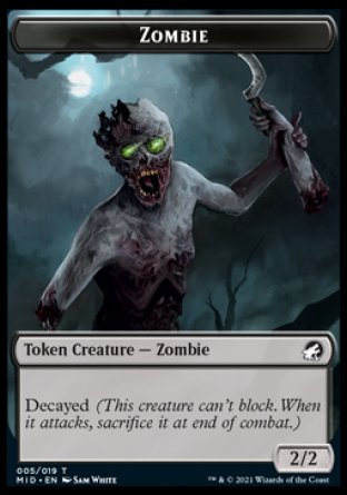 Jeton Zombie (005) [Innistrad : jetons de chasse de minuit] 