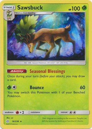 Sawsbuck (16/236) (Build &amp; Battle Box Exclusive) [Soleil et Lune : Éclipse Cosmique] 